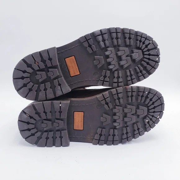 Vintage 90s Y2K American Eagle Combat Boots Brown Leather Lace Up Women's Size 9 - Picture 7 of 9